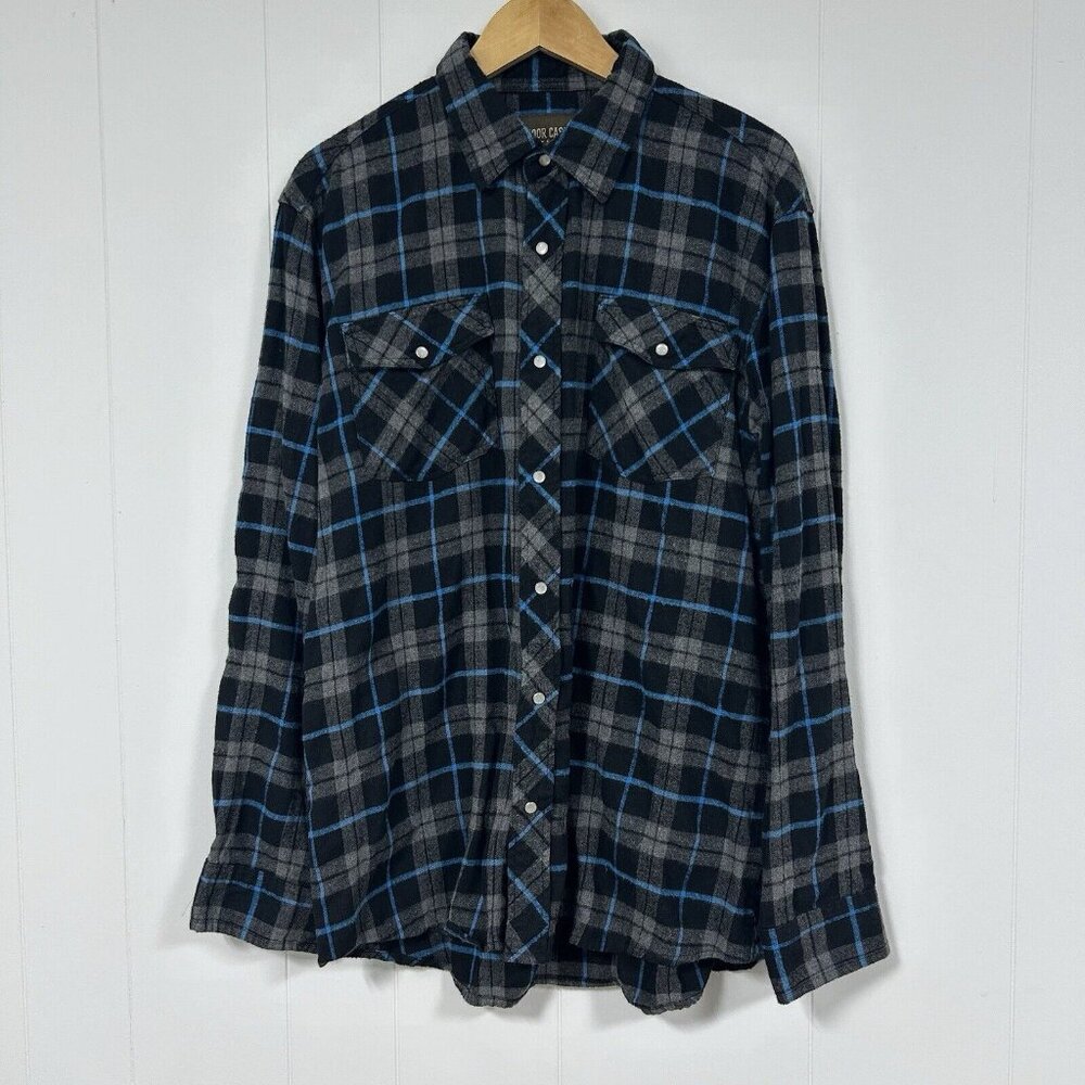 Outdoor Casuals Button Down Pearl Snap Plaid Shirt XL